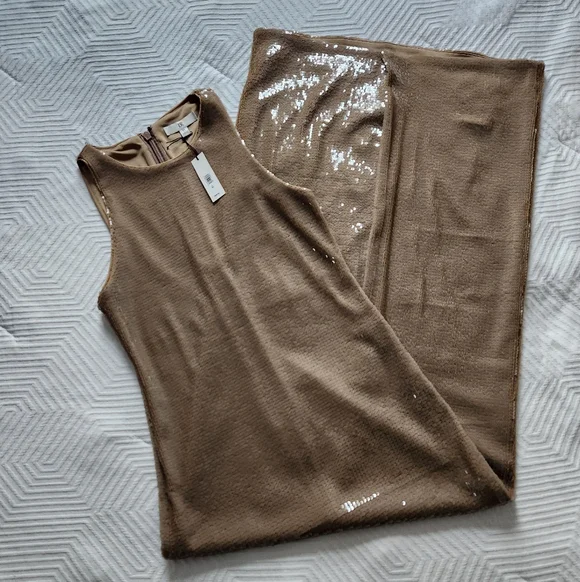 NEW Banana Republic Stretch-Sequin Maxi Dress, Size Medium Tall - Picture 2 of 4